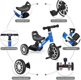 img 2 attached to Peradix 3-in-1 Toddler Tricycle for 1-4 Year Olds | Kids Bike Riding Toys for 2 🚲 Year Old Boys Girls | Lightweight Baby Balance Bike with Adjustable Seat and Detachable Pedals in Blue