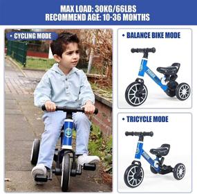 img 3 attached to Peradix 3-in-1 Toddler Tricycle for 1-4 Year Olds | Kids Bike Riding Toys for 2 🚲 Year Old Boys Girls | Lightweight Baby Balance Bike with Adjustable Seat and Detachable Pedals in Blue