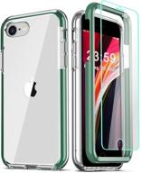 📱 coolqo iphone se 2020 case 4.7 inch with 2 tempered glass screen protectors - clear full body coverage, hard pc + soft silicone tpu, 3-in-1 protective shockproof phone cover in green logo