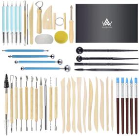 img 4 attached to 👩 48PCS Augernis Pottery Sculpting Tools Set for Ceramics Modeling, Carving, and Kids AfterSchool Pottery Classes Club Children Students - Polymer Clay Tools