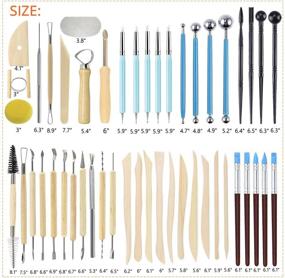 img 3 attached to 👩 48PCS Augernis Pottery Sculpting Tools Set for Ceramics Modeling, Carving, and Kids AfterSchool Pottery Classes Club Children Students - Polymer Clay Tools