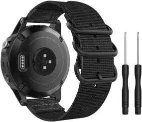 img 4 attached to 🌑 MoKo Band for Garmin Fenix 6 Pro/5 Plus/Forerunner 935 - Nylon Strap with Metal Buckle (Black)