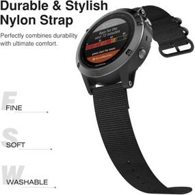 img 2 attached to 🌑 MoKo Band for Garmin Fenix 6 Pro/5 Plus/Forerunner 935 - Nylon Strap with Metal Buckle (Black)