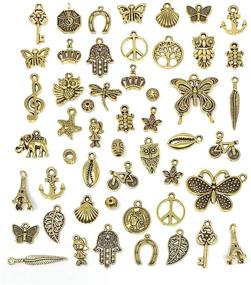 img 4 attached to YETOOME 50 PCS Tibetan Gold Charms Mixed Pendants - Ideal for Jewelry Making and Crafting