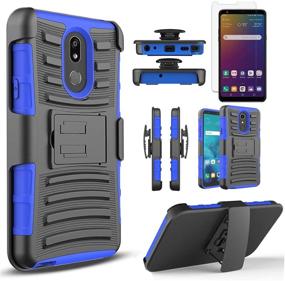 img 4 attached to LG Stylo 5 Case with Tempered Glass Screen Protector - Circlemalls Blue Shockproof Armor Phone Case with Kickstand and Belt Clip Holster [Not Fit Stylo 6]