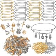 🔮 complete tibetan antique charms kit with metal gold and silver charms, expandable bangle bracelets, and open jump rings - 380 pieces logo