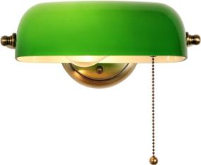 img 4 attached to 💡 Adjustable Wall Light with Pull Chain Switch: Newrays Green Glass Bankers Lamp Shade, Hardwired Sconce Fixture for Bedroom