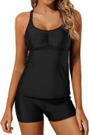 👙 holipick women's athletic tankini swimsuits - modest tankini tops with boy shorts for tummy control - two piece bathing suits logo