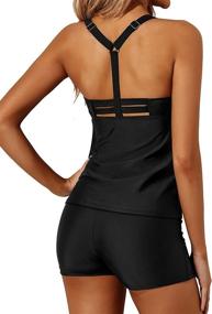 img 2 attached to 👙 Holipick Women's Athletic Tankini Swimsuits - Modest Tankini Tops with Boy Shorts for Tummy Control - Two Piece Bathing Suits