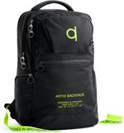 🎒 artix comfortable laptop travel backpack for 17.3-inch laptop: water resistant & functional bag for work - black & green computer business backpack logo