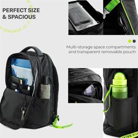 img 2 attached to 🎒 Artix Comfortable Laptop Travel Backpack for 17.3-inch Laptop: Water Resistant & Functional Bag for Work - Black & Green Computer Business Backpack