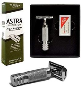 img 2 attached to 🎁 Samurai Gift Set: GF-111 Classic Safety Razor with CS-204 Short Handle, 100 Astra Superior Platinum DE Blades, and 10 DORCO Blades.