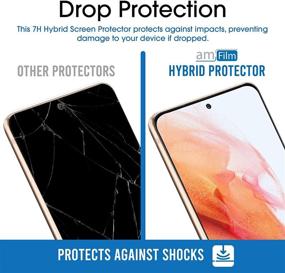 img 2 attached to 📱 amFilm 2-Pack Screen Protector for Samsung Galaxy S21 5G 6.2 inch (2021) - Fingerprint ID Compatible, HD Clear, Scratch Resistant Hybrid, Case Friendly - Easy Installation Tray Included