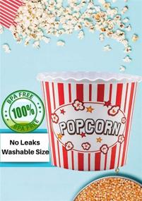 img 2 attached to Premium Reusable Plastic Popcorn Containers 4 Pack - Modern Style Popcorn Bowls for Movie Theater Night - Dishwasher Safe - BPA Free (Yellow, Brown, Red/White and Blue)