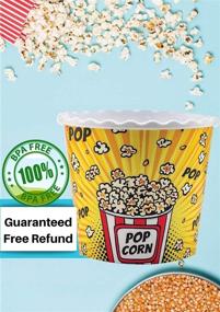 img 1 attached to Premium Reusable Plastic Popcorn Containers 4 Pack - Modern Style Popcorn Bowls for Movie Theater Night - Dishwasher Safe - BPA Free (Yellow, Brown, Red/White and Blue)