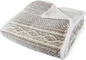 img 4 attached to Lavish Home King Size Flannel/Sherpa Blanket: Ultimate Coziness in Grey/Beige