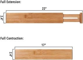 img 1 attached to Ecozoi Bamboo Expandable Kitchen Drawer Organizer Dividers, 6-Piece Spring Adjustable In-drawer Organizer Separators with Anti-scratch Foam Edges - Ideal for Bedroom, Bathroom, Office, Dresser