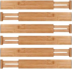 img 4 attached to Ecozoi Bamboo Expandable Kitchen Drawer Organizer Dividers, 6-Piece Spring Adjustable In-drawer Organizer Separators with Anti-scratch Foam Edges - Ideal for Bedroom, Bathroom, Office, Dresser