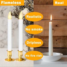 img 1 attached to 6-Pack Battery Operated Window Candles with Removable Candle Stands - Warm Light Flameless Taper Candles for Christmas Windows, Dinner Party, and Home Decoration