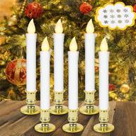 6-pack battery operated window candles with removable candle stands - warm light flameless taper candles for christmas windows, dinner party, and home decoration логотип