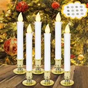 img 4 attached to 6-Pack Battery Operated Window Candles with Removable Candle Stands - Warm Light Flameless Taper Candles for Christmas Windows, Dinner Party, and Home Decoration