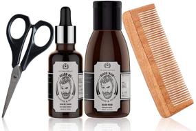 img 3 attached to Complete Beard Growth Kit: Beard Grooming Oil, Wash, Comb, Scissors - Perfect Birthday Gifts for Fathers, Dads & Men