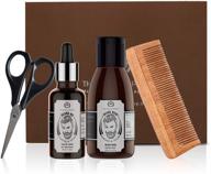 complete beard growth kit: beard grooming oil, wash, comb, scissors - perfect birthday gifts for fathers, dads & men logo