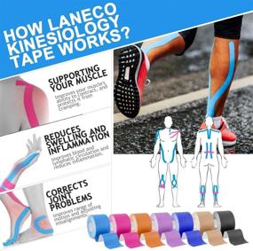 img 1 attached to Laneco Kinesiology Tape(19.7ft Uncut Per Roll, 4 Pack), Latex Free Physio Tape, Water Resistant Sports Tape for Knees, Ankles, Shoulder - Beige, 19.7 ft