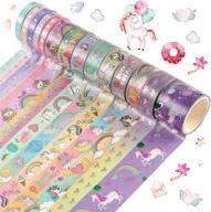 14 rolls unicorn washi masking tape: glitter unicorn pattern for crafts, scrapbooking & card decorations logo