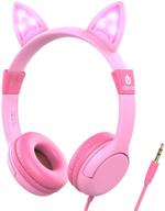 🎧 iclever kids headphones: led backlight, safe wired headsets with 85db volume limit, food grade silicone – pink cat-inspired edition for tablet/travel logo