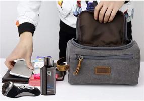 img 2 attached to 🧳 Canvas Men's Travel Toiletry Bag Shaving Dopp Kit Organizer for Bathroom