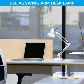 img 3 attached to 💡 TORCHSTAR Metal Swing Arm Desk Lamp with Clamp, Adjustable Table Lamp for Bedroom, Study, Home Office - E26 & E27 Base, Replaceable Bulbs, Multi-Joint, White Finish