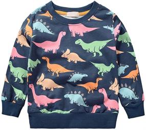 img 4 attached to Cute Cartoon Boys' Cotton Sleeve Sweatshirts for Toddlers - Stylish and Cozy Clothing