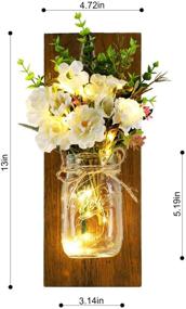 img 3 attached to 🕯️ Farmhouse Decor Rustic Wall Mounted Candlesmayson Can Wall Candlestick with Remote Control LED Lamp and White Peony - Perfect Living Room and Bathroom Wall Mounted Decorative Lamp