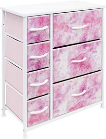 img 3 attached to 👗 Sorbus Dresser Organizer for Kids - Bedroom Organization for Boys & Girls, Baby Dresser - Clothing & Toy Storage Drawers - Durable Steel Frame, Wooden Top, Pastel Tie-dye Pink Fabric (7-Drawer)