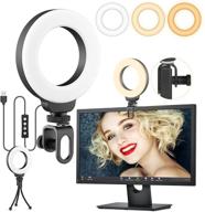 📸 4-inch ring light clip on: enhance video conferences, laptop lighting for computers, webcam light, zoom, selfies, remote work, distance learning, youtube, tiktok logo