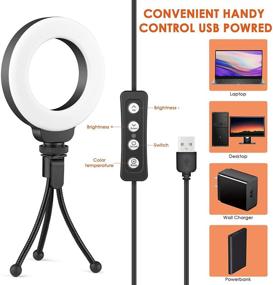 img 1 attached to 📸 4-Inch Ring Light Clip On: Enhance Video Conferences, Laptop Lighting for Computers, Webcam Light, Zoom, Selfies, Remote Work, Distance Learning, YouTube, TikTok