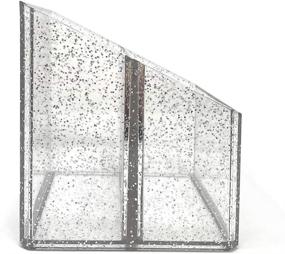 img 2 attached to Isaac Jacobs Clear Acrylic 2-Section Organizer with Remote Holder & Multi-Functional Storage - Perfect for Home, Bathroom, Office, Child's Desk (Silver Glitter)