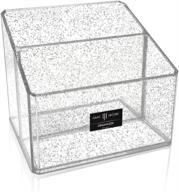 isaac jacobs clear acrylic 2-section organizer with remote holder & multi-functional storage - perfect for home, bathroom, office, child's desk (silver glitter) логотип