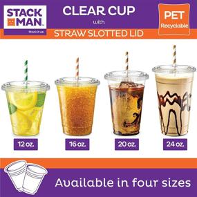 img 1 attached to 🥤 100 Sets of Clear Plastic Cups with Straw Slot Lid – PET Crystal Clear Disposable 12oz Plastic Cups with Lids