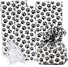 img 4 attached to 🐾 100 Paw Print Cellophane Treat Bags - Dog Themed Birthday Party Supplies for Kids, Classroom Rewards, Carnivals, and Games - Plastic Favor Bags with Pet Paws Design - Perfect for Candy, Goody Bags, and Gifts