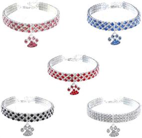 img 1 attached to RayMinsino Red Diamond Pet Collar – Adjustable Crystal Elastic Necklace for Cats and Dogs, Heart Claw Pendant Wedding Pet Jewelry