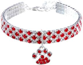 img 4 attached to RayMinsino Red Diamond Pet Collar – Adjustable Crystal Elastic Necklace for Cats and Dogs, Heart Claw Pendant Wedding Pet Jewelry