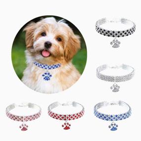 img 2 attached to RayMinsino Red Diamond Pet Collar – Adjustable Crystal Elastic Necklace for Cats and Dogs, Heart Claw Pendant Wedding Pet Jewelry