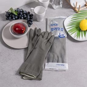 img 1 attached to Mamison Reusable Waterproof Household Dishwashing Cleaning Rubber Gloves: Non-Slip Kitchen Glove (1 Pair) - A Must-Have for Sparkling Clean Dishes!