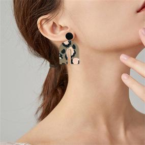 img 2 attached to 🌈 WUWEIJIAJIA Handmade Lightweight Colorful Geometric Earrings for Women - Stylish & Unique Jewelry Gifts