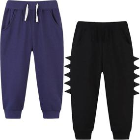 img 3 attached to 2-Pack of Little Boys and Girls Cartoon Print Drawstring Elastic Sweatpants: Versatile Sport Joggers