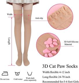 img 3 attached to 🐾 Thigh High Pink Cat Paw Pad Socks - Cute 3D Kitten Claw Stockings for Girls, Women, Lolita Cat Cosplay