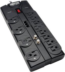 img 4 attached to 💡 Tripp Lite TLP1208TELTV 12-Outlet Surge Protector Power Strip, 8ft Cord, Right-Angle Plug, Tel/Modem/Coax Protection, RJ11, &amp; $150,000 Insurance - Black