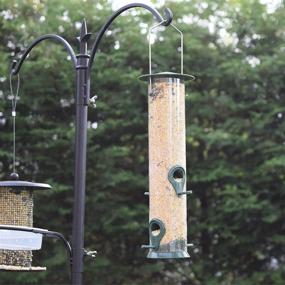 img 2 attached to 🐦 Set of 2 Gray Bunny Classic Tube Feeders – Premium Hard Plastic Birdfeeder with Steel Hanger, Weatherproof and Water Resistant for Outdoor Use